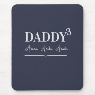 Simple Elegant Daddy Cubed Typography Kid's Names Mouse Mat