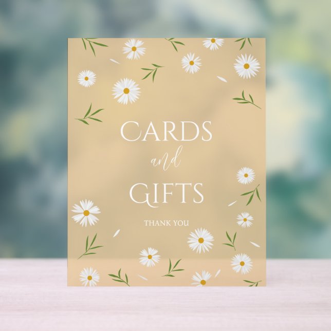 Simple Elegant Daisies Baby Shower Cards and Gifts Acrylic Sign (Neutral)