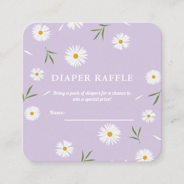 Simple Elegant Daisies Baby Shower Diaper Raffle Enclosure Card (Front)