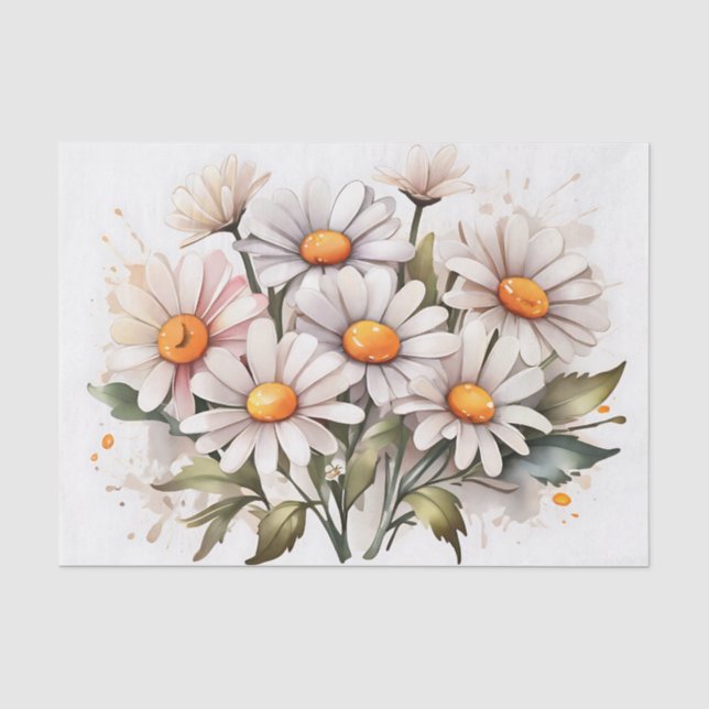 Simple Elegant Daisies Tissue Paper (Front)