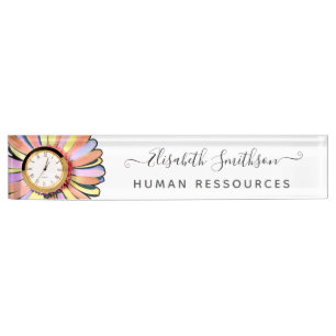    Simple Elegant Daisy Custom Professional Floral Nameplate