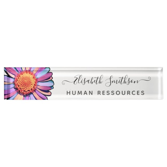    Simple Elegant Daisy Custom Professional Floral Nameplate (Front)