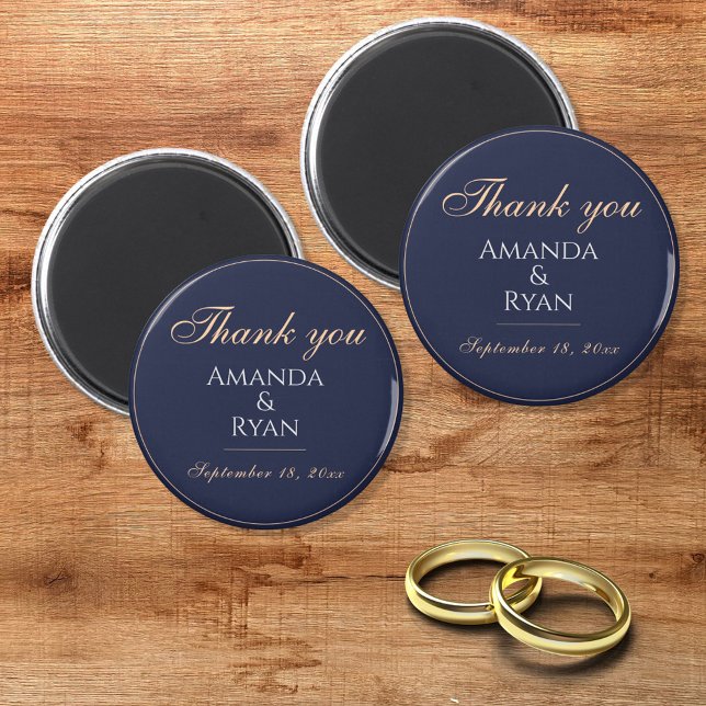 Simple Elegant Dark Blue Wedding Thank you   Magnet (Creator Uploaded)