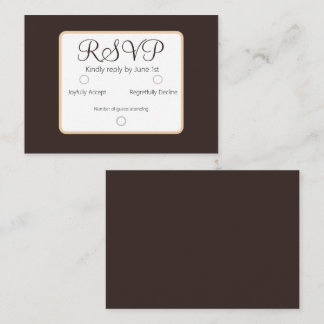 Simple Elegant Dark Brown RSVP Wedding Card