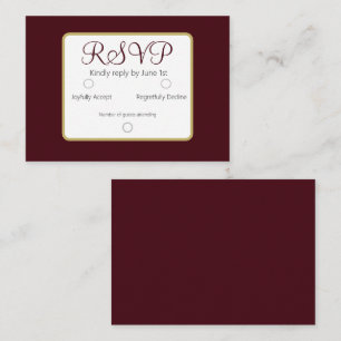 Simple Elegant Dark Burgandy RSVP Wedding Card