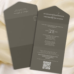 Simple Elegant Dark Grey Script   QR Code Website All In One Invitation