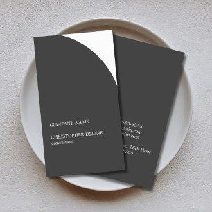 Simple Elegant Dark Grey White Consultant Business Card