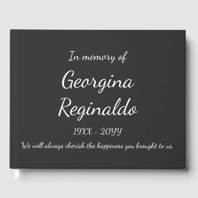 Simple & Elegant Dark Grey + White Script Text Guest Book (Front)