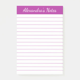 Simple Elegant Dark Pink Lined Personalised Post-it Notes