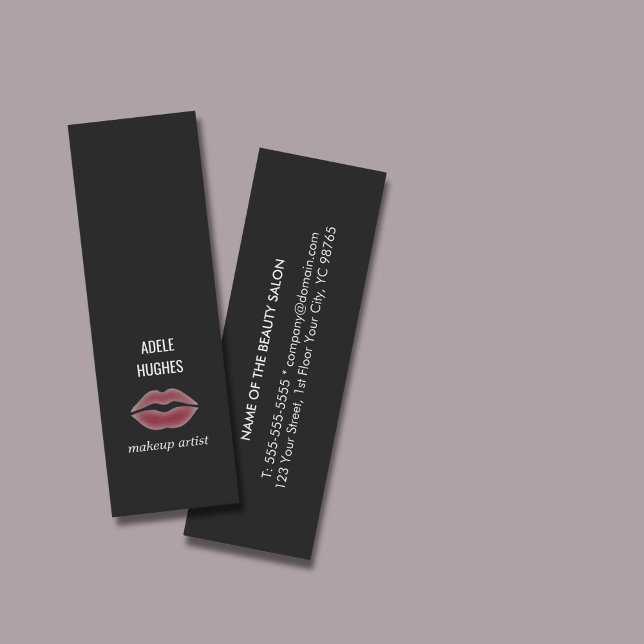 Simple Elegant Dark Pink Lips Makeup Artist Mini Business Card (Creator Uploaded)