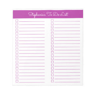 Simple Elegant Dark Pink Two Column Checklist Notepad
