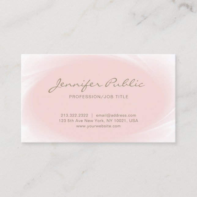 Simple Elegant Design Blush Pink Rose Gold Trendy Business Card (Front)