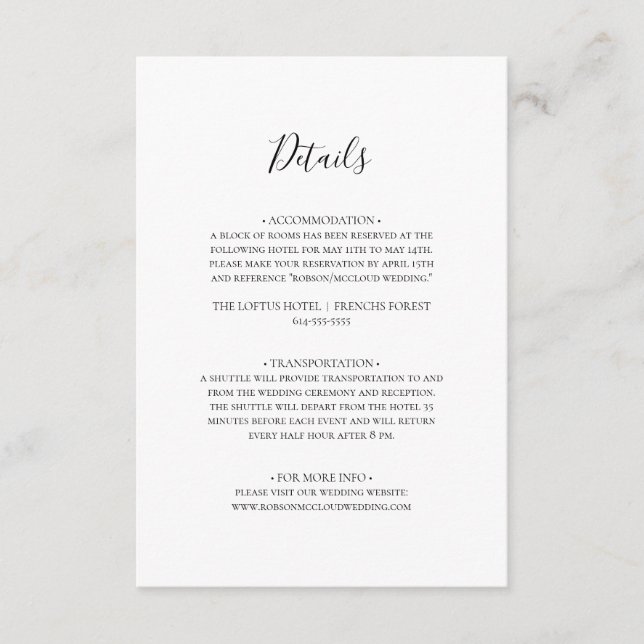 Simple Elegant Details Enclosure Card (Front)