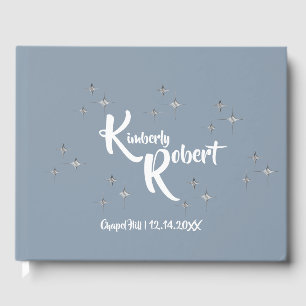 Simple Elegant Dusty Blue and White Wedding Guest Book