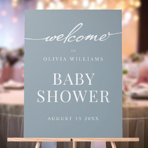 Simple Elegant Dusty Blue Baby Shower Welcome Acrylic Sign