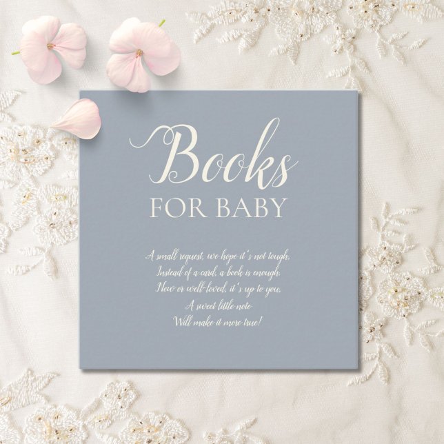Simple Elegant Dusty Blue Books for Baby Enclosure Card (Creator Uploaded)