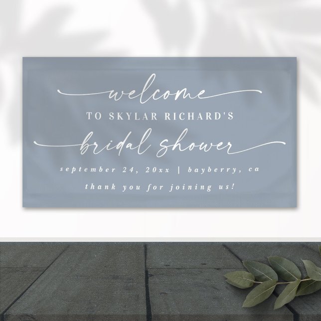 Simple Elegant Dusty Blue Bridal Shower Welcome Banner (Creator Uploaded)