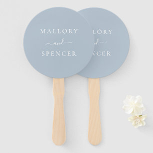 Simple Elegant Dusty Blue Wedding Hand Fan