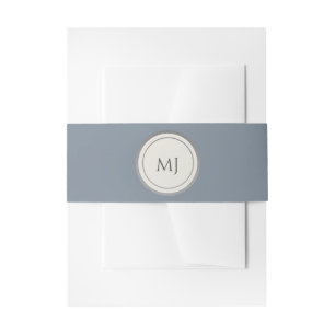 Simple Elegant Dusty Blue Wedding Invitation Belly Band