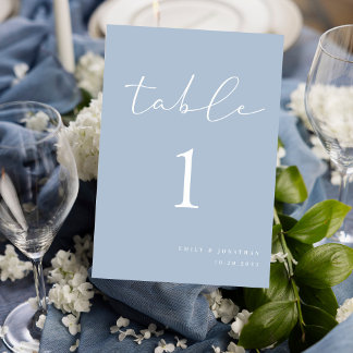 Simple Elegant Dusty Blue Wedding Table Number