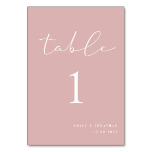 Simple Elegant Dusty Pink Wedding Table Number