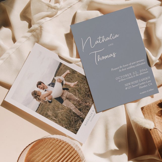 Simple Elegant Dusty Rose Photo Wedding Invitation (Creator Uploaded)
