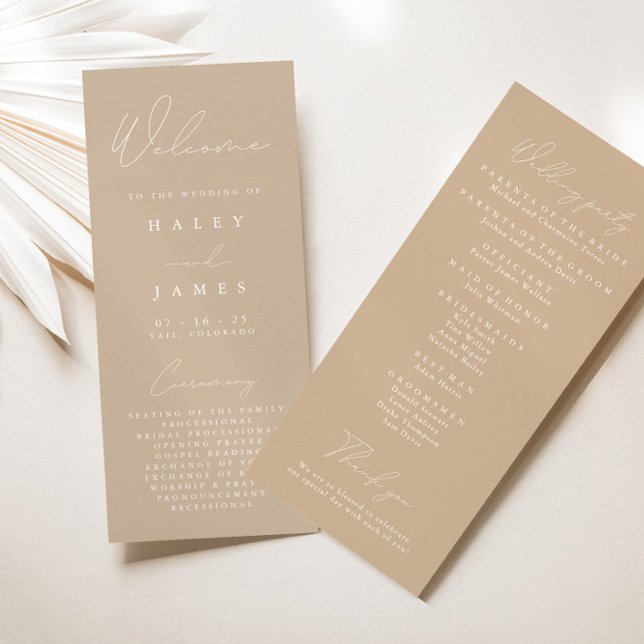 Simple Elegant Dusty Taupe Wedding Program Menu (Creator Uploaded)