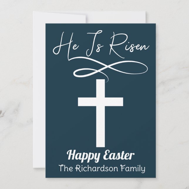 simple elegant Easter calligraphy christian cross Holiday Card (Front)