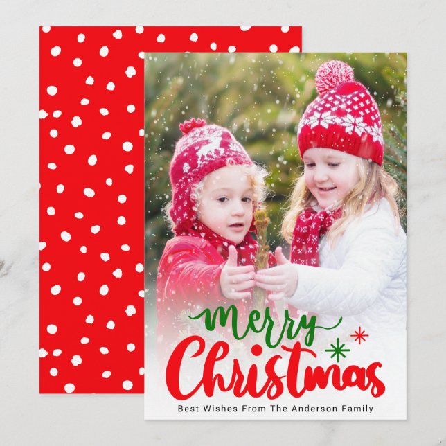 Simple Elegant Editable Colour Christmas Photo Holiday Card (Front/Back)
