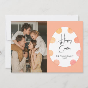 Simple Elegant Egg Happy Easter Family Photo Holiday Card