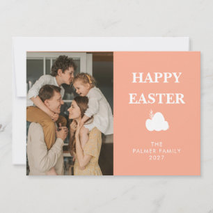 Simple Elegant Egg Happy Easter Family Photo Holiday Card