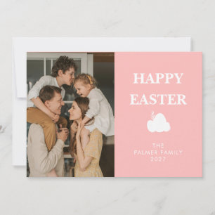 Simple Elegant Egg Happy Easter Family Photo Holiday Card