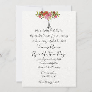 Simple Elegant Eiffel Tower Wedding Invitation