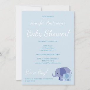 Simple Elegant Elephant Baby Shower Invitation