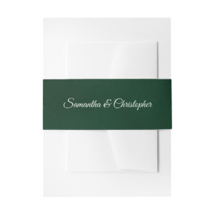 Simple Elegant Emerald Green Coloured Wedding  Invitation Belly Band