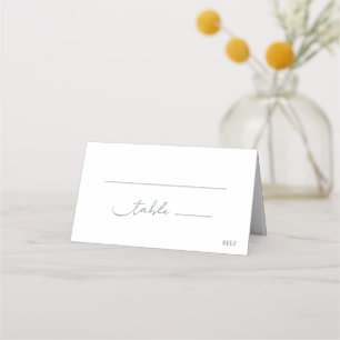 Simple Elegant Emerald Green Modern Script Wedding Place Card