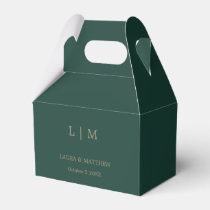 Simple Elegant Emerald Green Monogram Wedding Favour Box