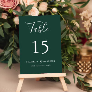 Simple Elegant Emerald Green Wedding Table Number
