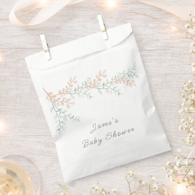 Simple Elegant Eucalyptus Baby Shower Favour Bags (Clipped)