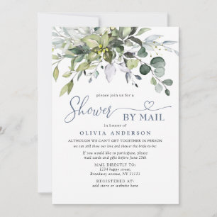 Simple Elegant Eucalyptus BRIDAL Shower By Mail Invitation