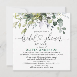 Simple Elegant Eucalyptus BRIDAL Shower By Mail Invitation