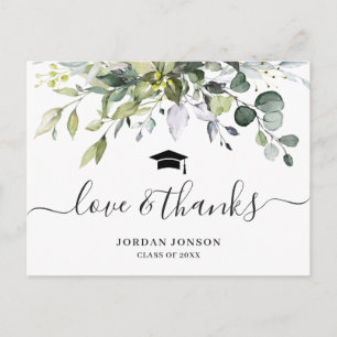 Simple Elegant Eucalyptus Graduation Thank You Postcard