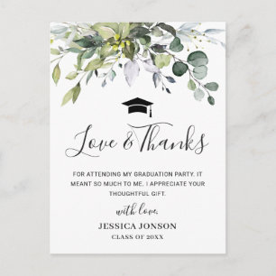 Simple Elegant Eucalyptus Graduation Thank You Postcard