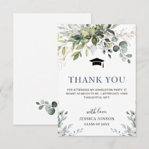 Simple Elegant Eucalyptus Greenery Graduation  Thank You Card