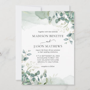 Simple Elegant Eucalyptus Greenery Wedding Invitation