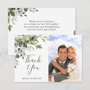 Simple Elegant Eucalyptus Greenery Wedding PHOTO Thank You Card