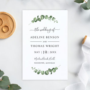 Simple Elegant Eucalyptus Greenery Wedding Program