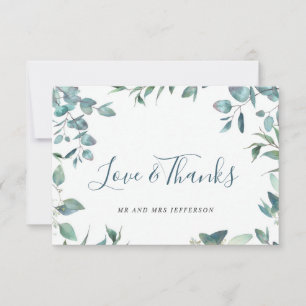 Simple Elegant Eucalyptus Greenery Wedding Thank You Card