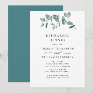 Simple Elegant Eucalyptus Rehearsal Dinner Invitation