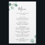 Simple Elegant Eucalyptus Rustic Wedding Menu<br><div class="desc">Elegant wedding menu with a simple design featuring watercolor painted eucalyptus greenery in the upper left corner and lower right corner. The backside is a matching shade of medium sage green. This rustic botanical wedding menu with a modern twist is perfect for a spring or summer wedding and is printed...</div>